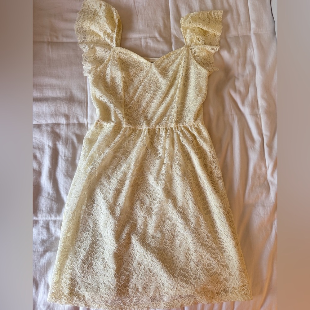 Lace Cream Mini Dress